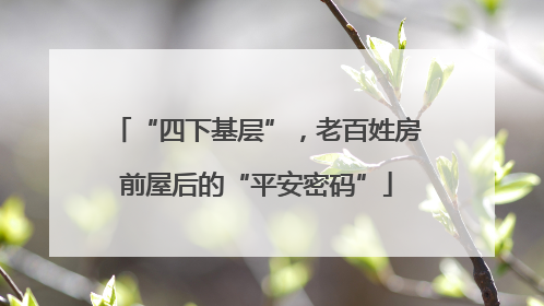 “四下基层”，老百姓房前屋后的“平安密码”