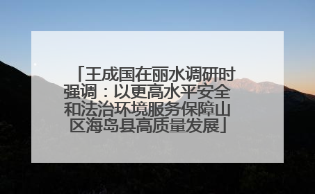 王成国在丽水调研时强调：以更高水平安全和法治环境服务保障山区海岛县高质量发展
