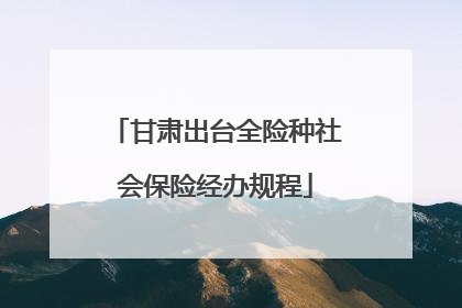甘肃出台全险种社会保险经办规程