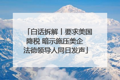 白话拆解丨要求美国降税 暗示施压美企 法德领导人同日发声