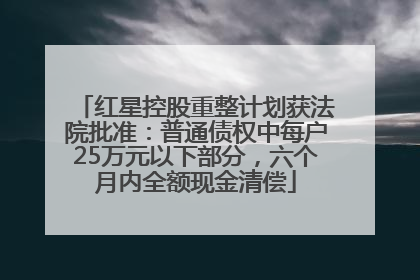 红星控股重整计划获法院批准：普通债权中每户25万元以下部分，六个月内全额现金清偿
