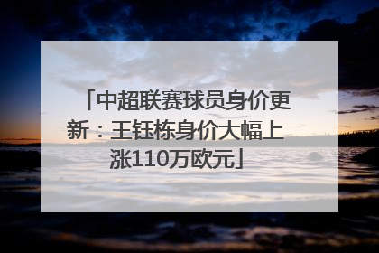 中超联赛球员身价更新：王钰栋身价大幅上涨110万欧元