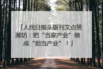 人民日报头版刊文点赞潍坊：把“当家产业”做成“担当产业”！
