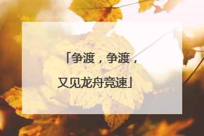 争渡，争渡，又见龙舟竞速