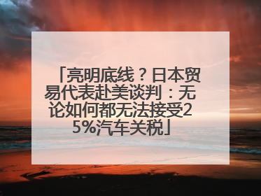 亮明底线？日本贸易代表赴美谈判：无论如何都无法接受25%汽车关税