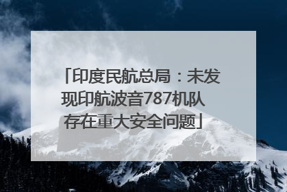 印度民航总局：未发现印航波音787机队存在重大安全问题