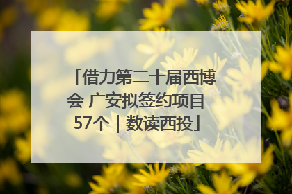 借力第二十届西博会 广安拟签约项目57个｜数读西投