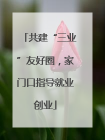 共建“三业”友好圈，家门口指导就业创业
