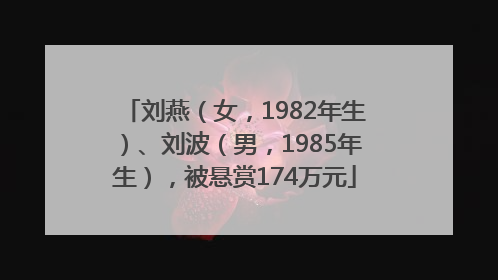 刘燕（女，1982年生）、刘波（男，1985年生），被悬赏174万元