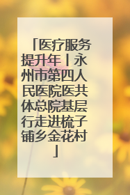 医疗服务提升年丨永州市第四人民医院医共体总院基层行走进梳子铺乡金花村