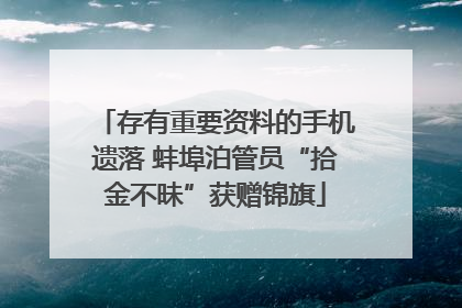 存有重要资料的手机遗落 蚌埠泊管员“拾金不昧”获赠锦旗