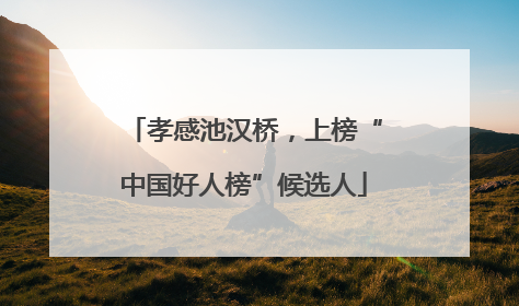 孝感池汉桥，上榜“中国好人榜”候选人