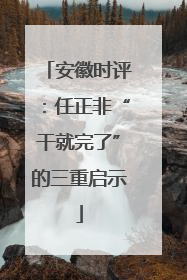 安徽时评：任正非“干就完了”的三重启示