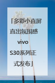 多彩小直屏 直出氛围感 vivo S30系列正式发布