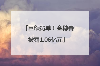 巨额罚单！金穗春被罚1.06亿元