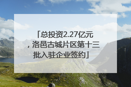 总投资2.27亿元，洛邑古城片区第十三批入驻企业签约