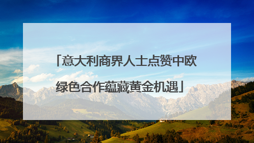 意大利商界人士点赞中欧绿色合作蕴藏黄金机遇
