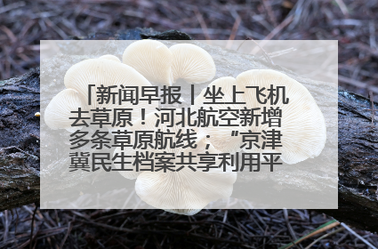 新闻早报丨坐上飞机去草原！河北航空新增多条草原航线；“京津冀民生档案共享利用平台”上线试运行>>