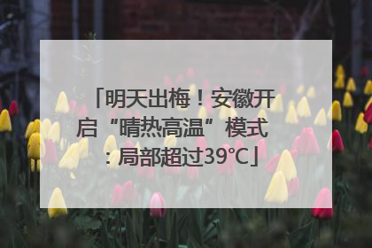 明天出梅！安徽开启“晴热高温”模式：局部超过39℃