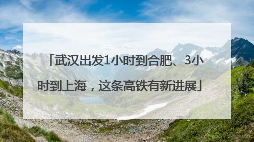 武汉出发1小时到合肥、3小时到上海，这条高铁有新进展
