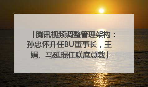腾讯视频调整管理架构：孙忠怀升任BU董事长，王娟、马延琨任联席总裁