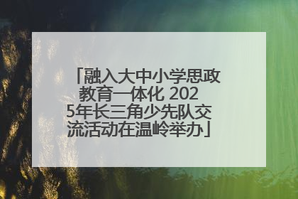 融入大中小学思政教育一体化 2025年长三角少先队交流活动在温岭举办