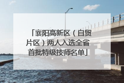 襄阳高新区（自贸片区）两人入选全省首批特级技师名单