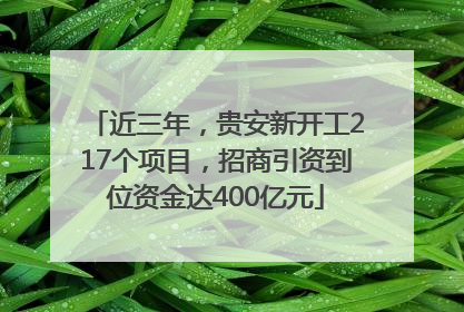 近三年，贵安新开工217个项目，招商引资到位资金达400亿元