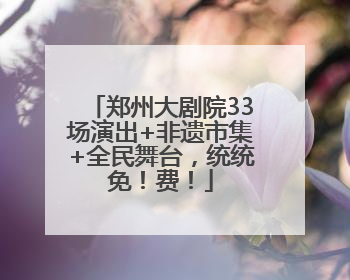 郑州大剧院33场演出+非遗市集+全民舞台，统统免！费！