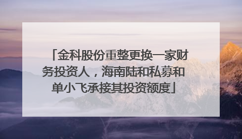 金科股份重整更换一家财务投资人，海南陆和私募和单小飞承接其投资额度