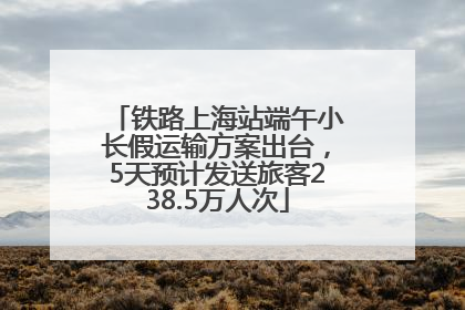 铁路上海站端午小长假运输方案出台，5天预计发送旅客238.5万人次