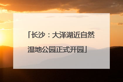 长沙：大泽湖近自然湿地公园正式开园