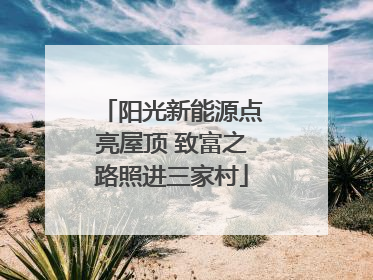 阳光新能源点亮屋顶 致富之路照进三家村
