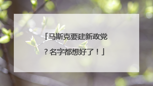马斯克要建新政党？名字都想好了！