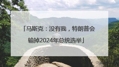 马斯克：没有我，特朗普会输掉2024年总统选举