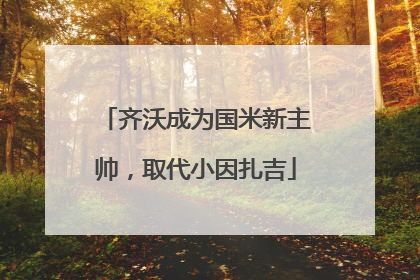 齐沃成为国米新主帅，取代小因扎吉