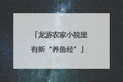 龙游农家小院里有新“养鱼经”