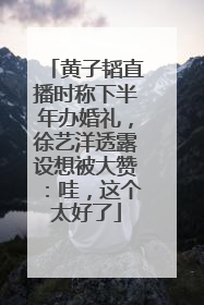 黄子韬直播时称下半年办婚礼，徐艺洋透露设想被大赞：哇，这个太好了