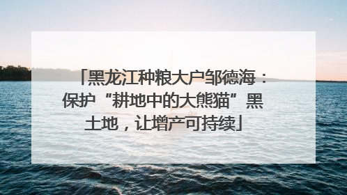 黑龙江种粮大户邹德海：保护“耕地中的大熊猫”黑土地，让增产可持续
