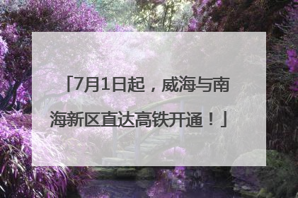 7月1日起，威海与南海新区直达高铁开通！
